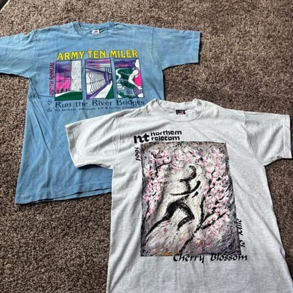 Vintage 90s Running Race Promo T-Shirts Lot Army Ten Miler Northern Telecom L